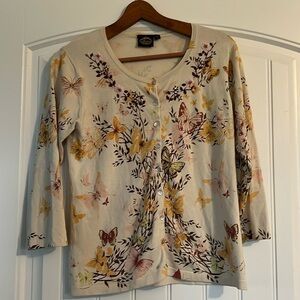 Lacquer Silk Butterfly Embroidered Cardigan Medium